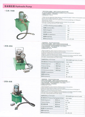 杭州钱江五金电器厂直供 ZCB-65A型电动液压泵产品详解
